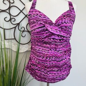 LANDS’ END Size 14 Purple Underwire Tankini Swimsuit Top